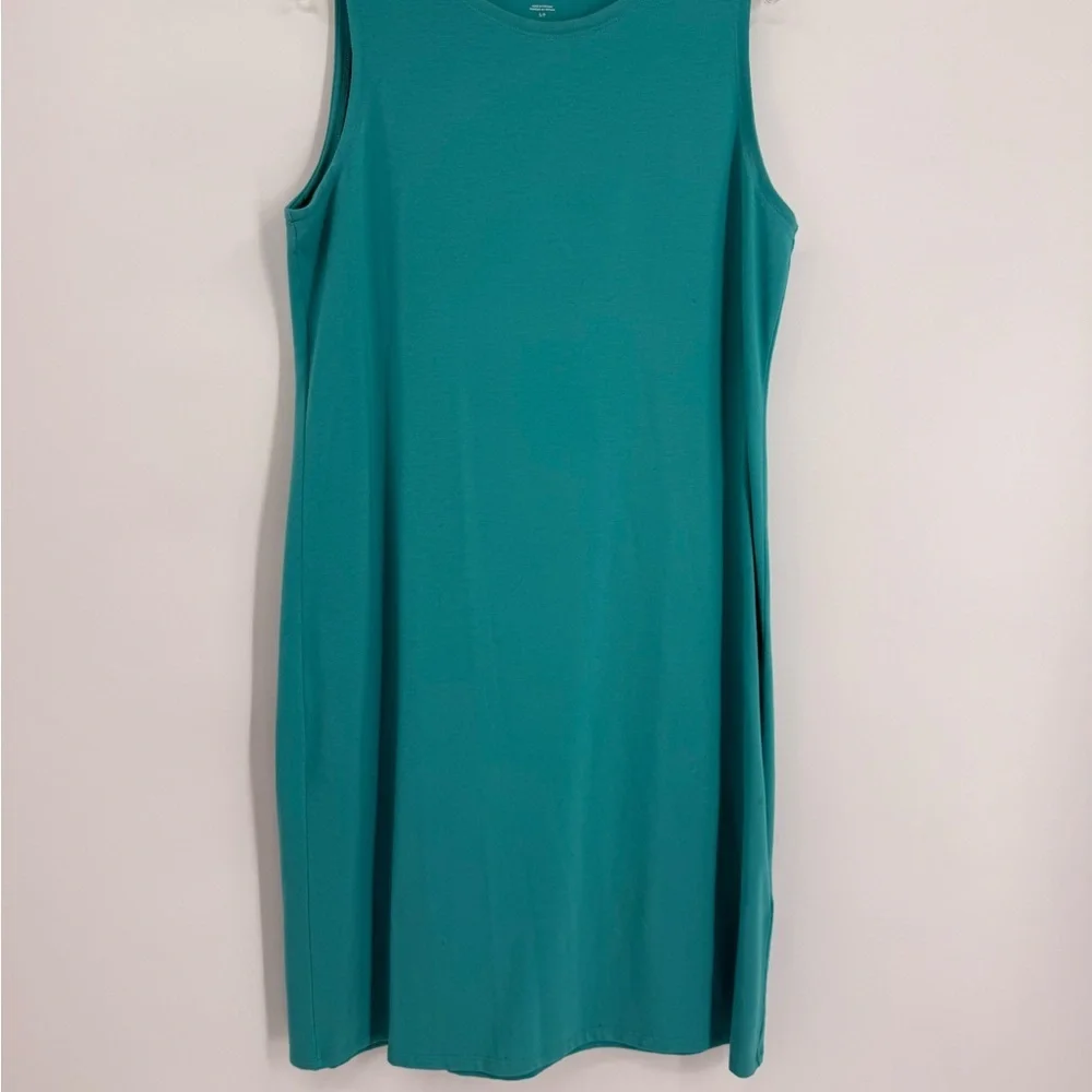 Eileen Fisher Dress Womens Size Small Green  Sleeveless Organic Cotton